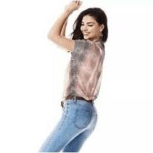 CAbi Black and Pink Boxy Tunic Blouse